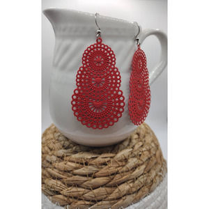 Red Hollow Gourd Cute Dangle Earrings